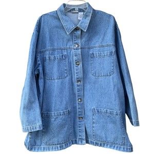 Vintage Cabin Creek Vintage Blue Denim Barn Chore Jacket Womens Sz 2X Button Up